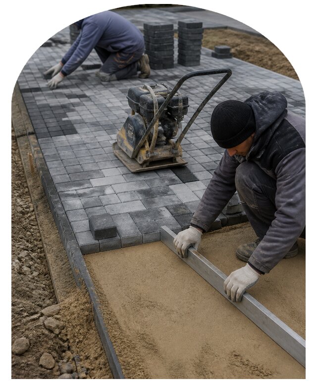 Устройство парковки из тротуарной плитки под ключ в Краснокамске